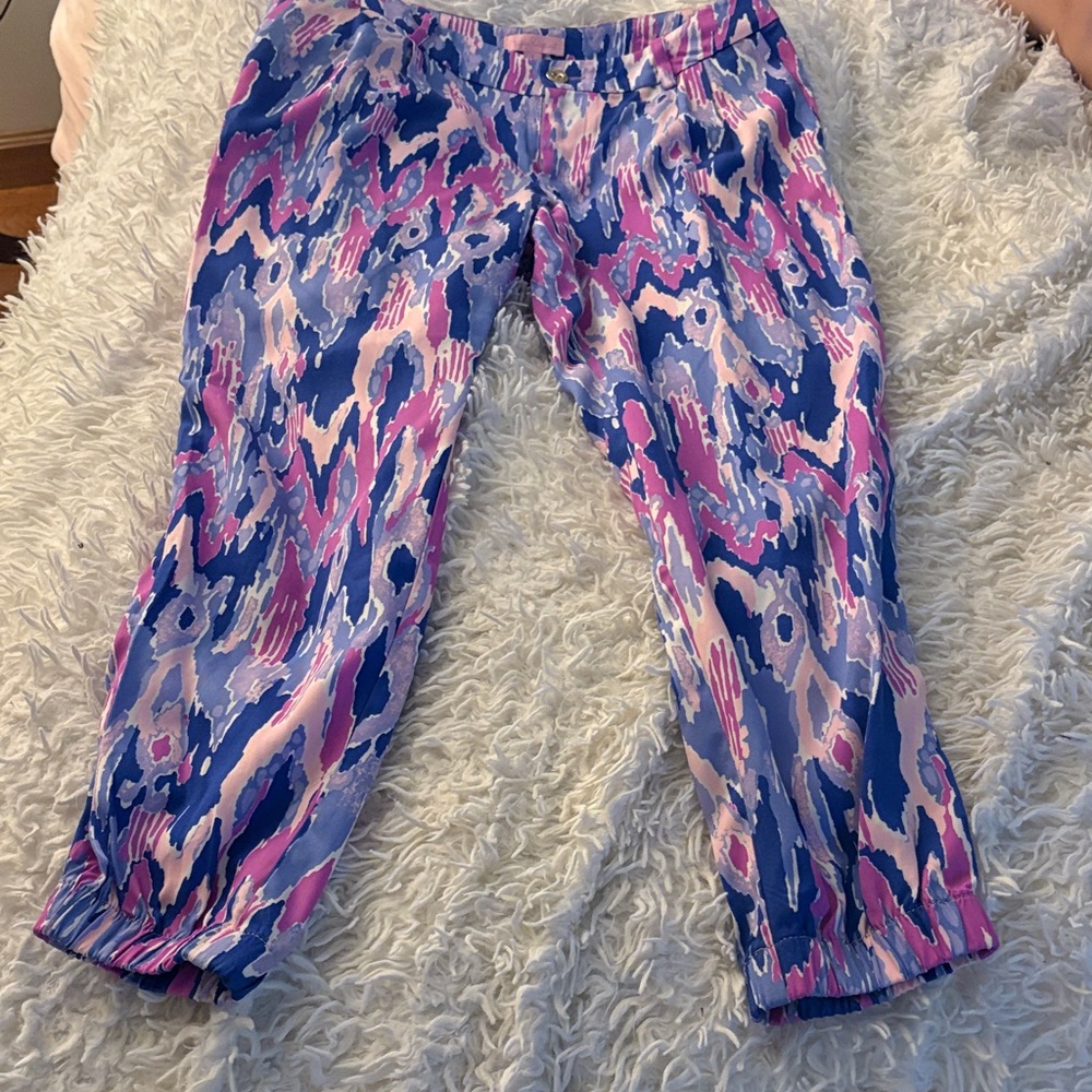 Lilly Pulitzer Blue and Pink Abstract Pants
